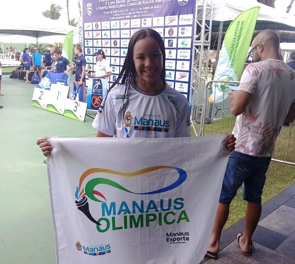 Nadadora do ‘Manaus Olímpica’ é campeã de duas provas no Brasileiro de Águas Abertas em Fortaleza