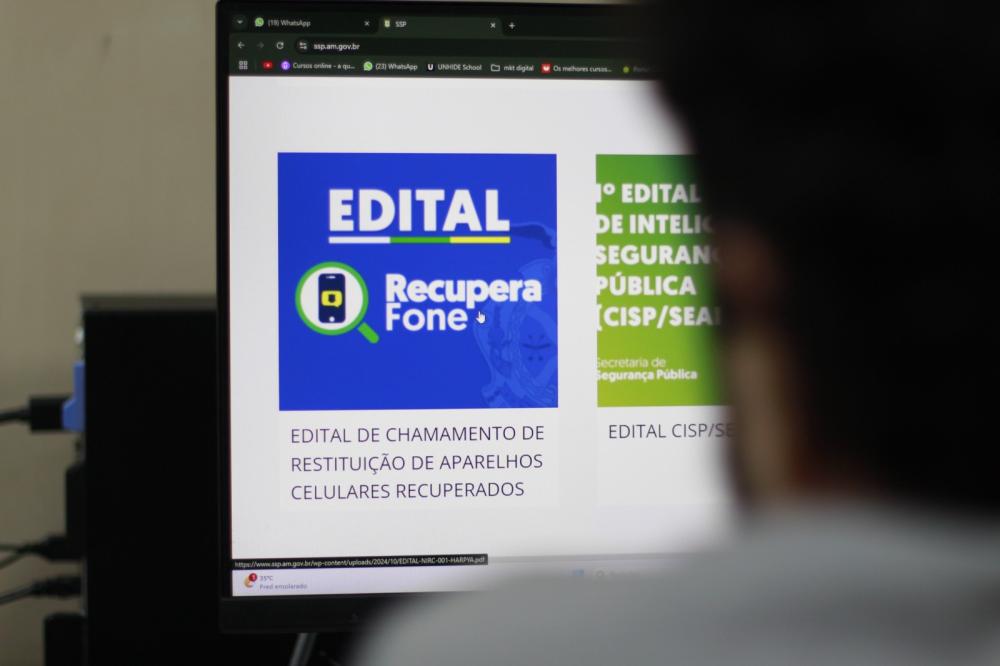 SSP-AM divulga edital de chamamento para devolução de aparelhos celulares recuperados via RecuperaFone