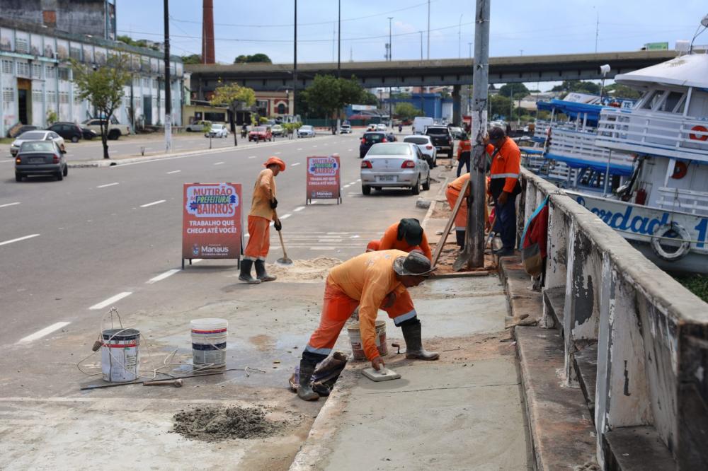 Programa ‘Mutirão no Bairro’ da prefeitura avança no Centro com melhorias em vias e calçadas