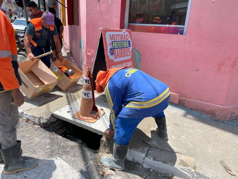 Prefeitura de Manaus revitaliza sistema de drenagem na rua Lobo D’Almada e reforça infraestrutura do Centro