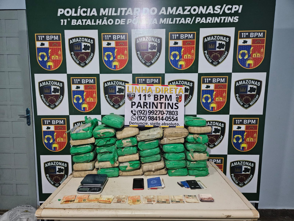 Polícia Militar do Amazonas apreende 38 tabletes de entorpecente escondidas em depósito em Parintins
