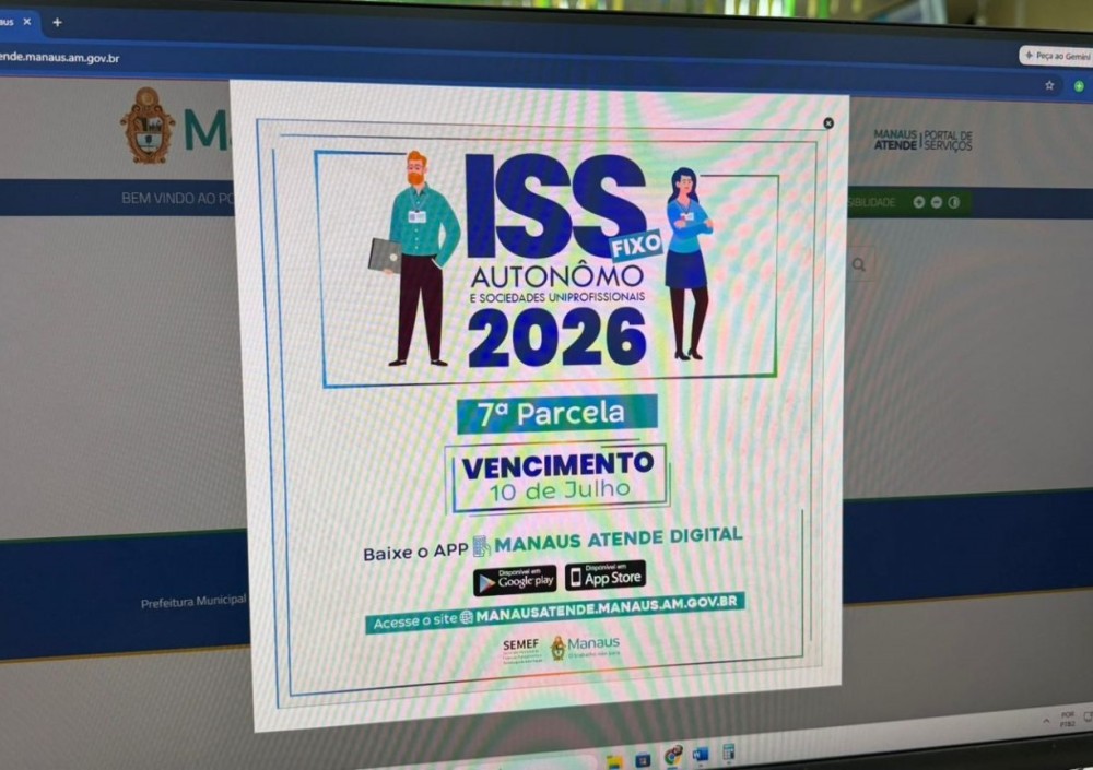 Prefeitura de Manaus alerta para vencimento da 7ª parcela do ISS Fixo nesta sexta-feira, 10/7
